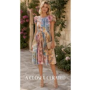 Busayo Anike Tie-Dye Cotton Midi Dress XS Multi NWT